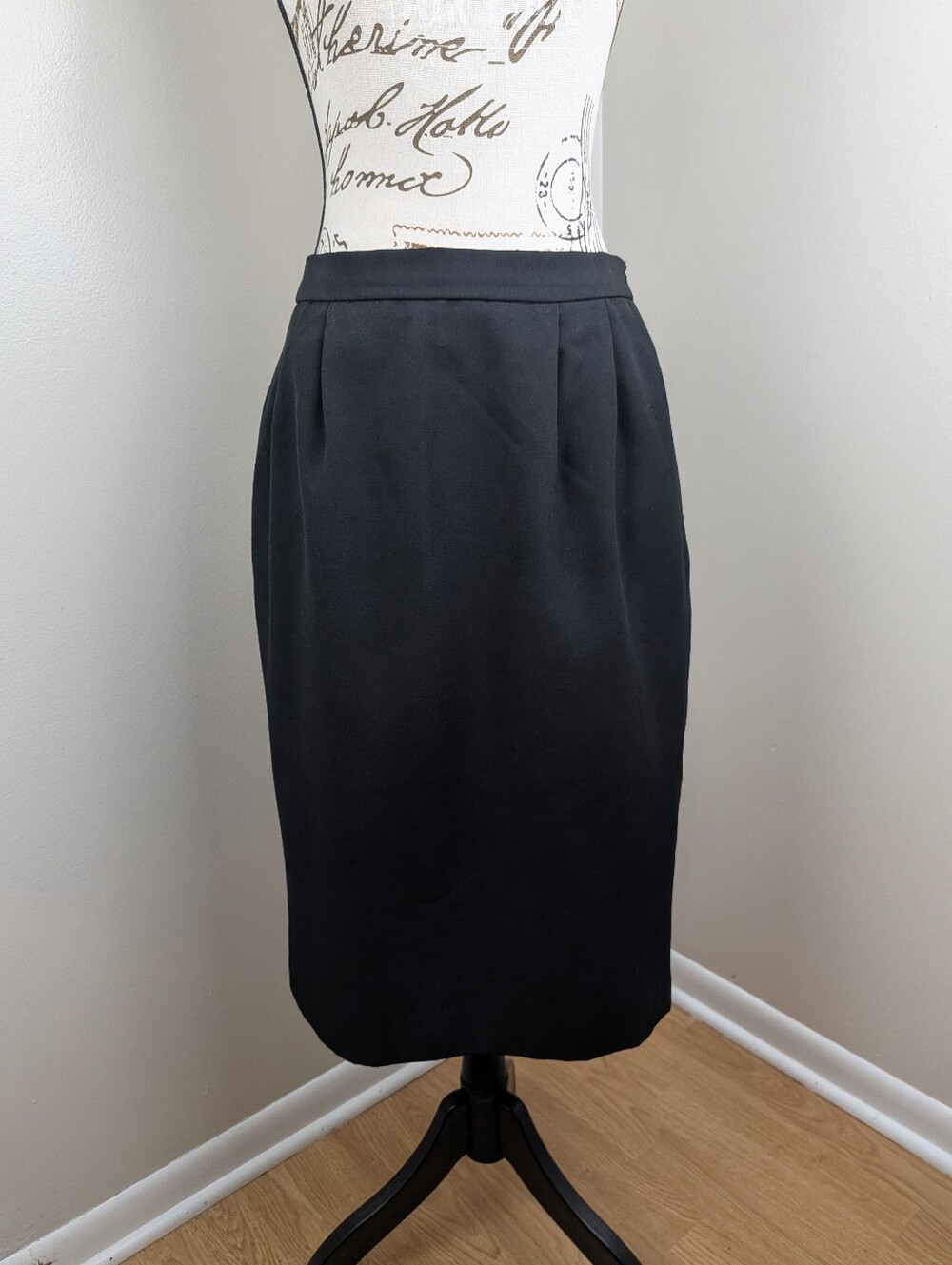 Kate McNaughton Vintage Black Elastic Waist Pencil Skirt Size 10 Pockets